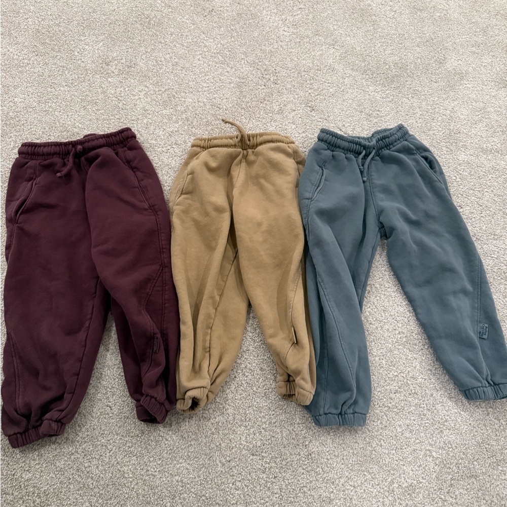 Zara Kids' Sweatpants Trio - Burgundy, Khaki, Slate